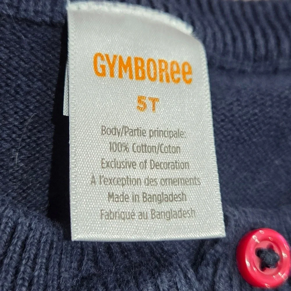 Gymboree Girls Navy Blue Apple Cardigan Sweater 5T Cotton Knit Back to School